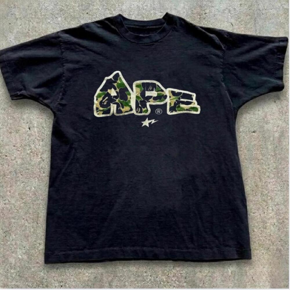 Black Ape T-Shirt With Green Camo